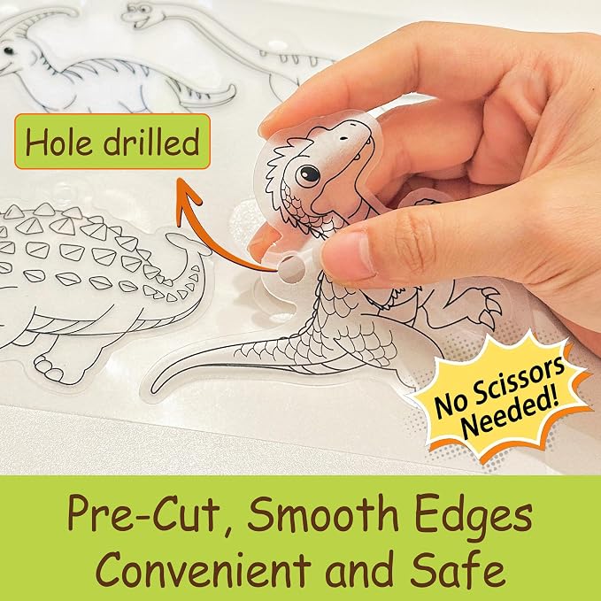 Vicentorra Dinosaur Shrinky Dink Kit for Kids Age 4-8 6-8 - 24 Precut Shrink Sheets + 24 Dino Learning Cards - Arts and Crafts for Boys Girls - Birthday Gift for 5 6 7 8 Year Old - STEM Toys