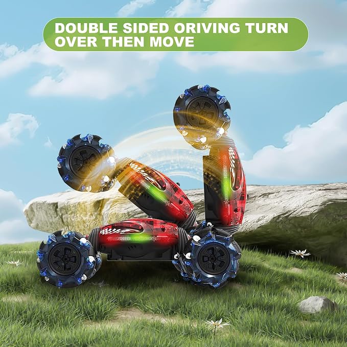 Gesture RC Car,1:24 4WD Transform Off-Road Stunt Car with Gesture & Remote Control, 360° Flips Drift Vehicle with LED Lights Music, All Terrain Toy Cars Gifts for Boys Girls Age 6-12