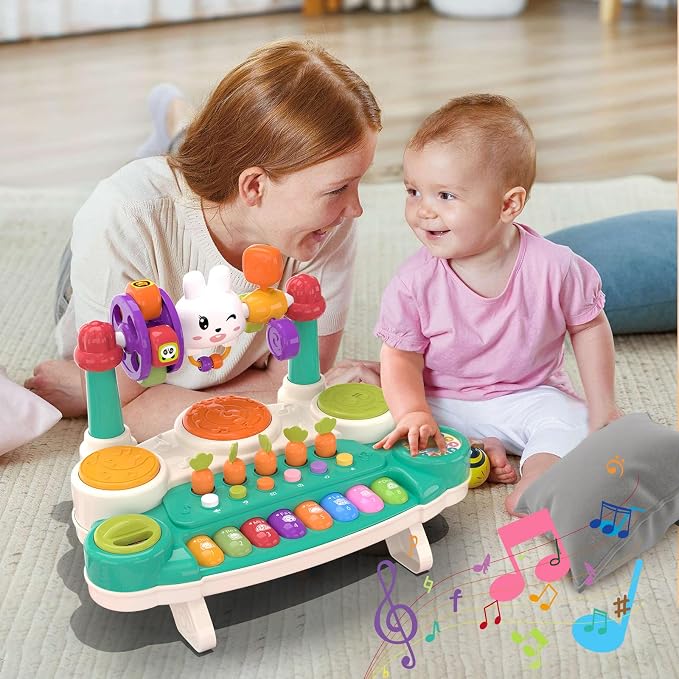 20-in-1 Musical Piano Keyboard Toy, Toddler Drum Set for 1-3, Blue | STEM Educational Sensory, Interactive Montessori Preschool, Electronic Learning Light-up - Baby 1st Birthday Gift 12-36 Month