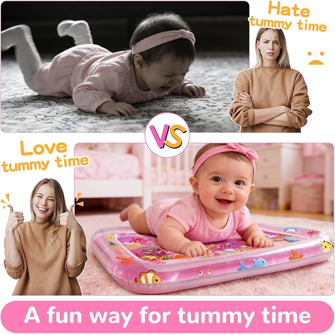 Yeeeasy Tummy Time Water Mat for Girl, Baby Girl Toys for 0, 3, 6, 9, 12 Months, Baby Girl Gifts, Develop Sensory Toys Kids' Indoor Climbers & Play Structures