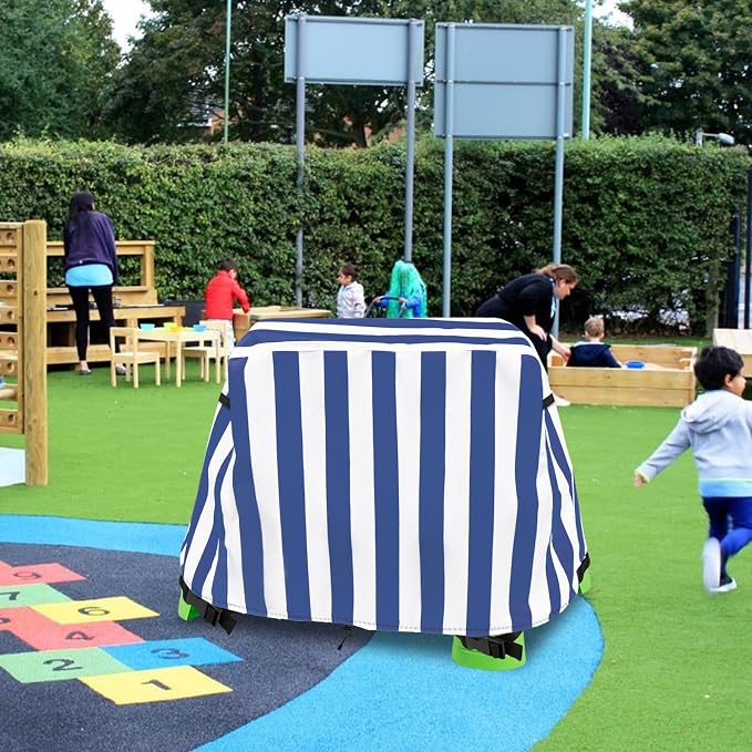 Kids Water Table Cover,Outdoor Heavy 600D Waterproof Anti-UV Dustproof Kids Water Play Table Cover,Compatible with Step2 Rain Showers Splash Pond Toddler Water Table,Blue Striped,Cover Only
