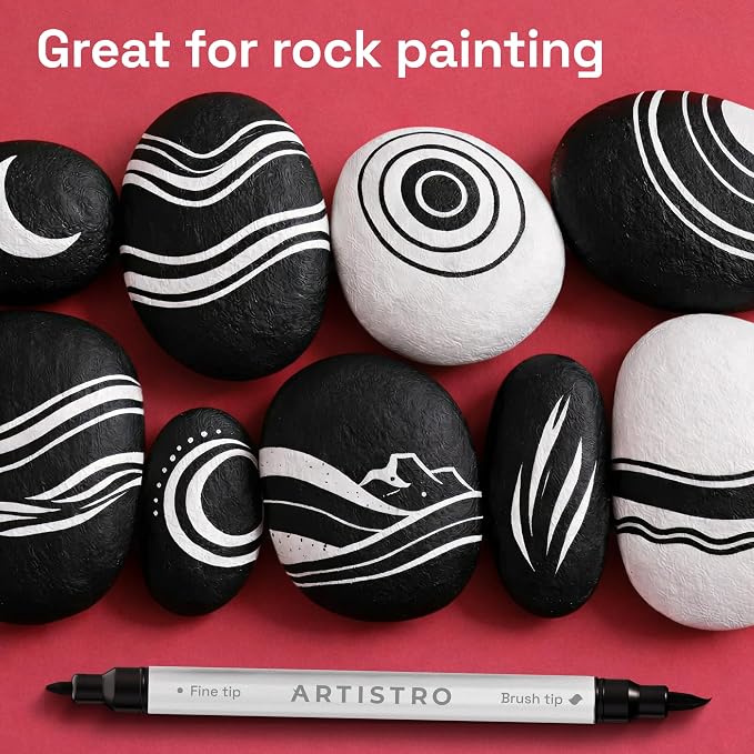 ARTISTRO 36 Black Acrylic Paint Markers - Paint Pens for Drawing - For Fabric, Rock, Glass, Wood, Molds - Arts & Crafts Gift for Adults, Teens, Kids, Classroom Must Haves & School Supplies