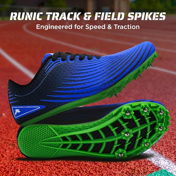 RUNIC Track & Field Shoes for Men, Women & Kids – Pro Running Spikes for Sprint, Race & Training – 7 Spikes + Extra Spikes & Wrench (US Men Size)