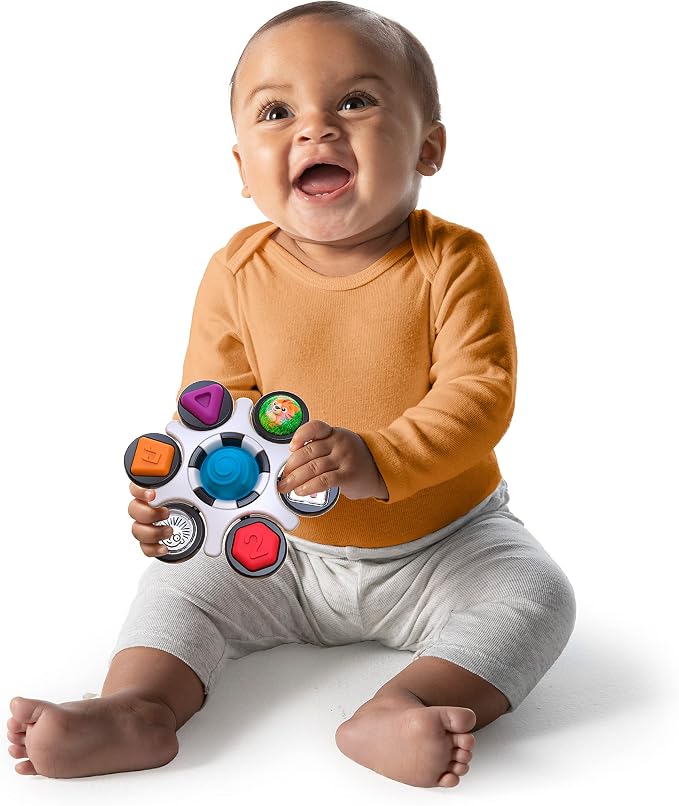 Baby Einstein Curiosity Clutch Fidget Sensory Toy and Pop It Rattle, BPA Free Infant Teether, Age 3 Months+, Multicolored