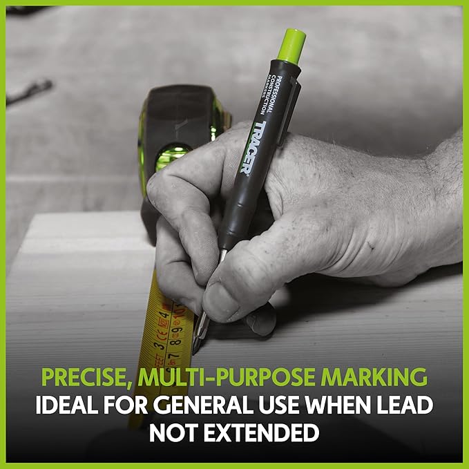 Tracer Deep Hole Construction Pencil Site Holster. Extendable 2B Carpenter Pencil with Inbuilt Carpenter Pencil Sharpener