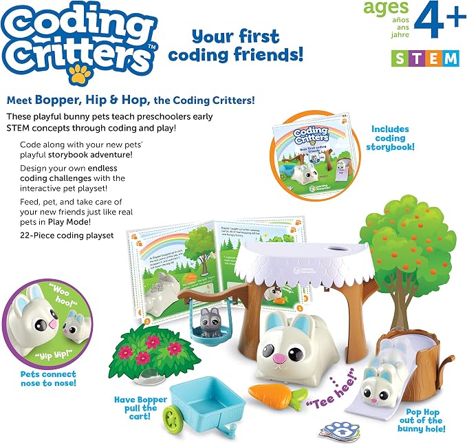 Learning Resources Coding Critters Bopper - 22 Pieces, Ages 4+, Screen-Free Toy For Kids, Interactive STEM Pet, Preschool Activity