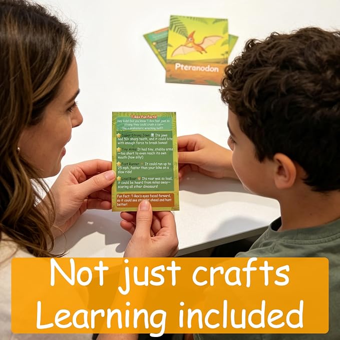 Vicentorra Dinosaur Shrinky Dink Kit for Kids Age 4-8 6-8 - 24 Precut Shrink Sheets + 24 Dino Learning Cards - Arts and Crafts for Boys Girls - Birthday Gift for 5 6 7 8 Year Old - STEM Toys