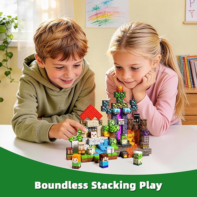 200PCS Magnetic Blocks, Magnetic Building Cube Set for Kids Ages 3+, Constructions STEM Stacking Tiles Toy Building Birthday Gifts for Boys Girls