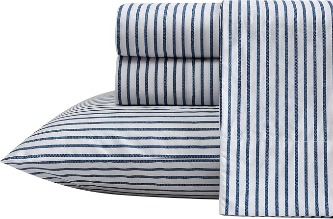 Nautica - Queen Size Sheet Set, Crisp & Tailored Cooling Sheets with a Smooth Cotton Percale Lightweight Feel - Bed Sheets with Matching Pillowcases & Fitted Sheet (Michael Plaid Grey)