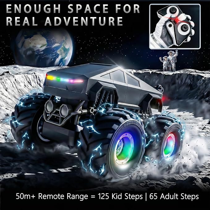 BEZGAR Cyber Truck Toy - 2.4GHz 1:20 4WD Remote Control Car for Boys 8-12 with Colorful Lights, 360° Rotation - RC Car Toy for Boys Girls Age 6, 7, 8, 9, 10 Years Old, Birthday Gifts(Gray)