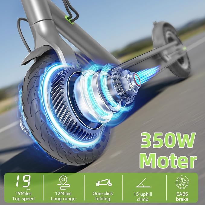 Roinside Electric Scooter for Big Kids - 8.5"/10''/14'' Solid Tires, 350W Motor, Up to 12Miles Long-Range Portable Commuting Scooter with Double Braking System, App