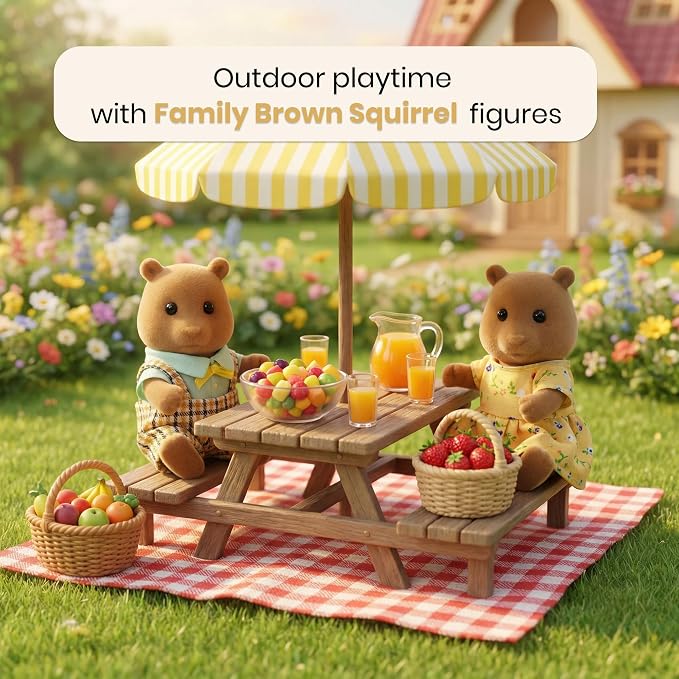 Family Brown Squirrel Figures — Set of 2 Collectible Flocked Mini Dolls with Removable Clothes, Dollhouse Pretend Play Set for Kids Ages 3+