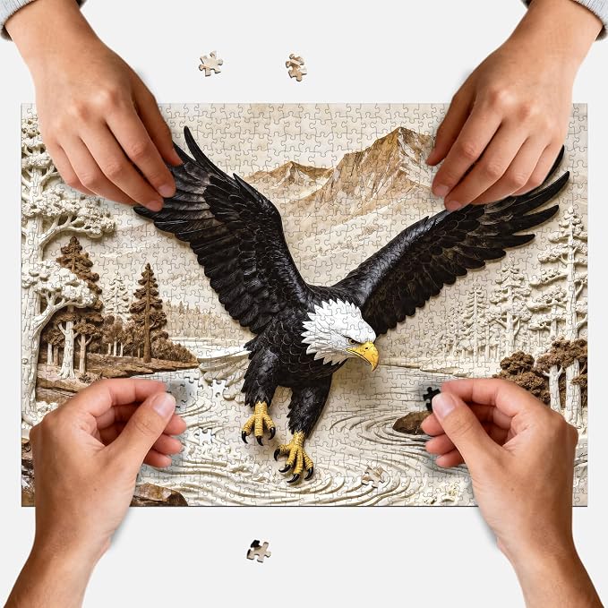 Jigsaw Puzzle 1000 Pieces Bald Eagle Bird, Puzzles for Adults | 250th Anniversary, with Storage Bag, Family Puzzles, Wall Decor & Gift for Nature & Patriotic Lovers (27.56 x 19.7 Inches)