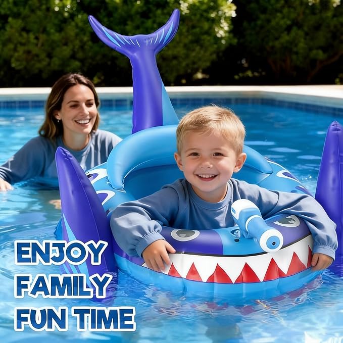 Kids Pool Floats with Water Gun, Toddler Inflatable Pool Toys for Kids Age 3-8 Years Old, Summer Outdoor Water, Beach, Swimming Pool Toys Gift for Boys and Girls
