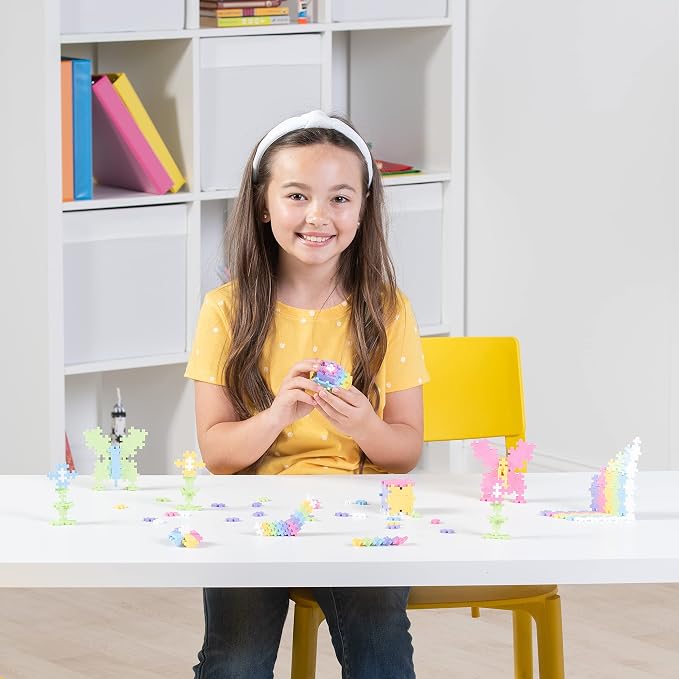 Plus Plus Metal Suitcase - 600 Piece Pastel Mini Interlocking Building Blocks Set, Stem Toys - Airplane Travel Essentials for Kids / Classroom Must Haves Gifts for Boys & Girls