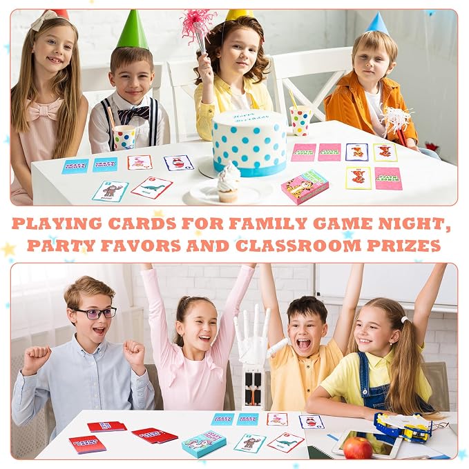 Zubebe 7 Pack Kids Card Games Gifts Bulk Classic Playing Card Game Set for Kids Includes Go Fish, Old Maid, Crazy Eights, Memory Match, Slap Jack, Playing Toy for Party Favors (Classic)