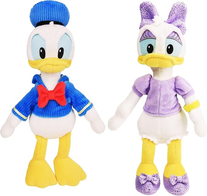 Disney Junior Donald and Daisy Duck Beanbag Plushie 2-Pack, Stuffed Animals, Kids Toys for Ages 2 Up by Just Play