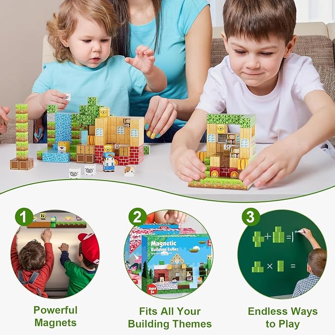 150PCS Magnetic Blocks, Magnetic Building Blocks, 0.63in Magnetic Building, STEM Game Stacking Toys for Kids, Birthday Gifts for Boys and Girls Age 3+ Years Old