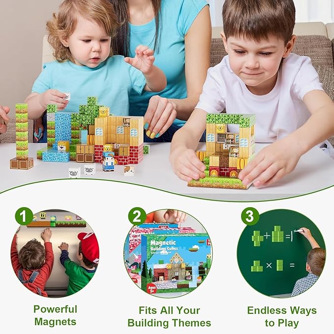 100PCS Magnetic Blocks, Magnetic Building Blocks, 0.78in Magnetic Building, STEM Game Stacking Toys for Kids, Birthday Gifts for Boys and Girls Age 3+ Years Old