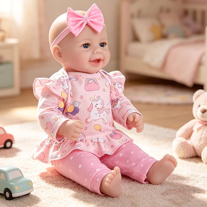 Milidool Baby Doll Girl, 17 inch Realistic Soft Body Reborn Baby Doll Real Life Cute Baby with Accessories for 3+ Year Old Gifts