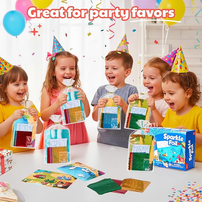 JoyCat 24 Pack Foil Art Craft Party Favors,No Mess Arts and Crafts for Kids,Goodie Bag Stuffers,DIY Creative Activity,Birthday Present for Girls Boys 4 5 6 7 8 9 Years Old(Animal)