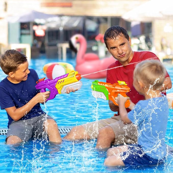 Quanquer Water Guns for Kids Adults - 600CC 3 Pack Super Squirt Water Toy Gun High Capacity Long Shooting Range Soaker Blaster for Swimming Pool Beach Outdoor Fighting Party(Orange, Pink, Purple)