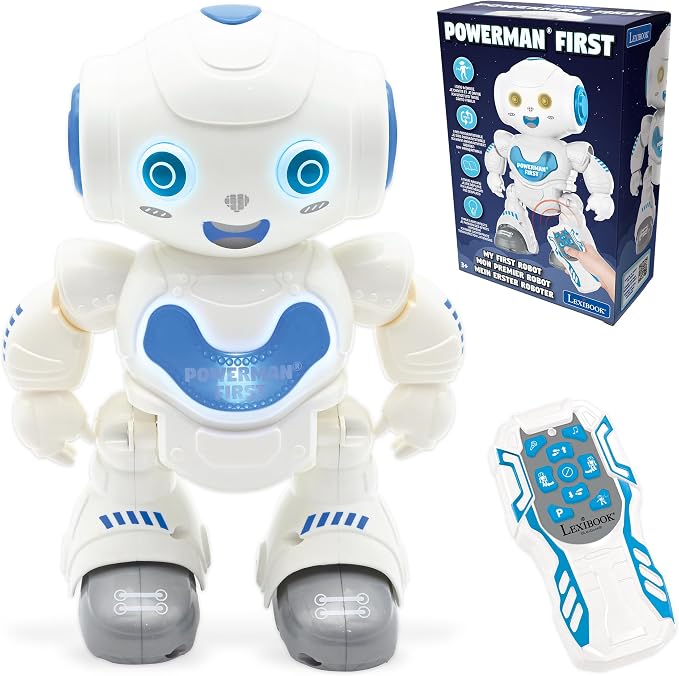 LEXiBOOK Powerman First, My First Smart Interactive Toy Learning Robot Toy for Kids Dancing Plays Music Boy Girl, White/Blue, ROB16
