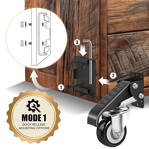 SPACECARE Workbench Casters kit 600Lbs Heavy Duty Quick Release 2 Mounting Options Retractable Workbench Stepdown Caster Wheels Adjustable Polyurethane Durable Steel Construction (Set of 4)
