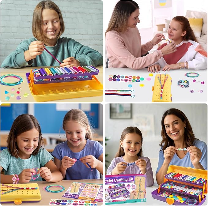 TingingYuli Friendship Bracelet Making Kit for Girls Ages 8-12, DIY String Bracelet Maker with 3-Layer Storage Box, Jewelry Making Kit Arts and Crafts Toy Gift for Kids Ages 6-12