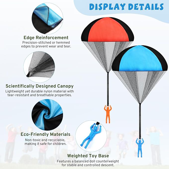 Parachute Toy for Kids, Outdoor Toys Flying Parachute Men, Inside & Outside Toys for or 3 4 5 6 7 8 9 10 11 12 Year Old, Christmas Stocking Stuffers for Kids Grandkids Ideal 2025 Unique Party Favors