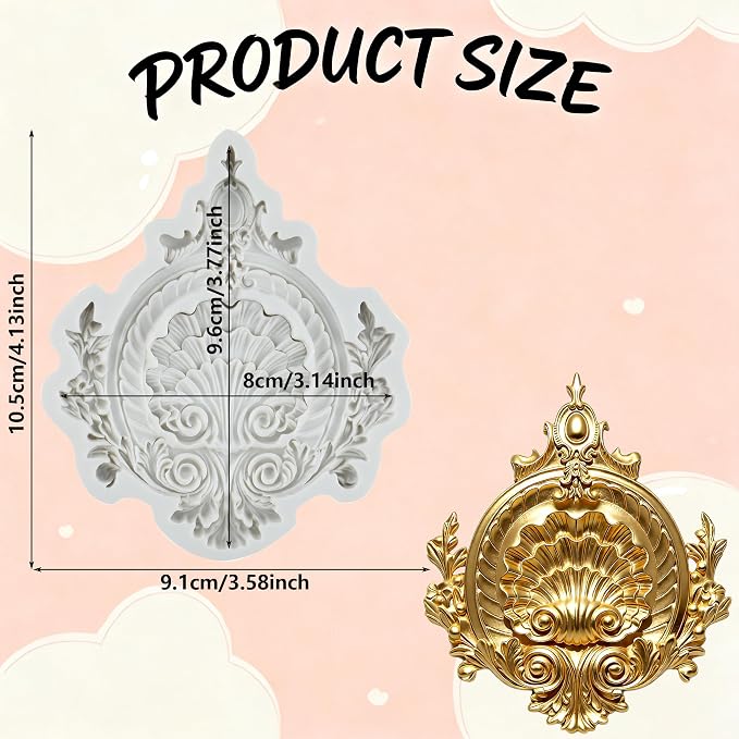 Baroque Polymer Clay Molds Baroque Curlicues Scroll Relief Lace Silicone Mold for Epoxy Resin Casting DIY Crafts Air Dry Polymer Crafts Supplies Clay Tools