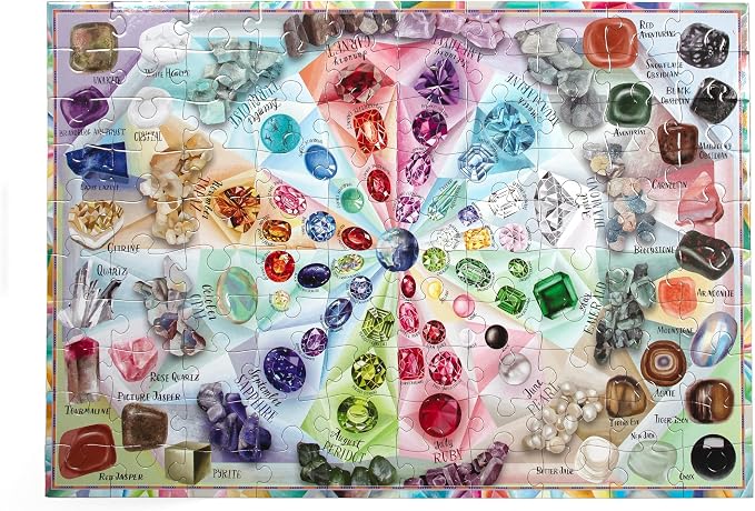 eeBoo 100 Piece Puzzle for Kids - Love of Crystals Children's Puzzle Oversized Glossy Gem, Large Pieces for Small Hands to Develop Motor Skills