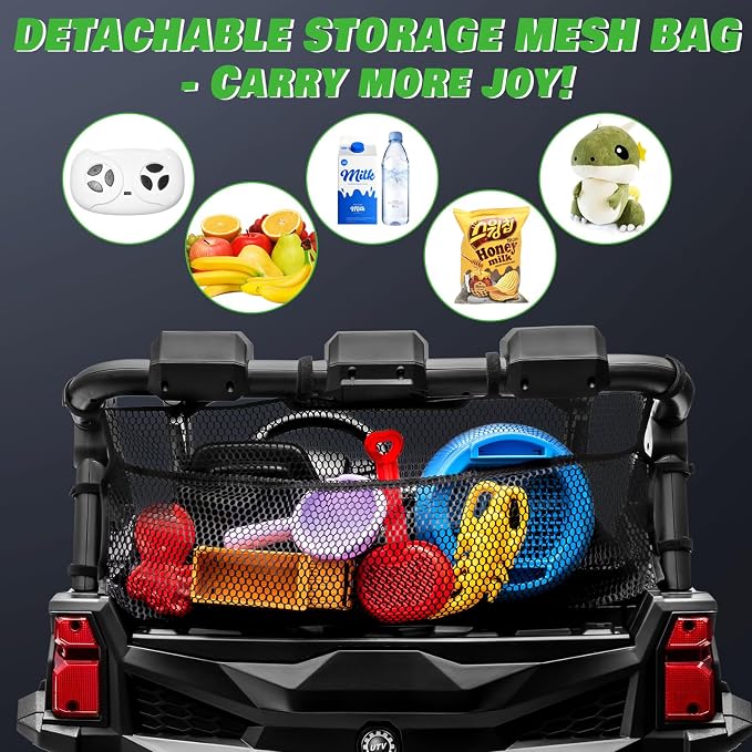 24V 2-Seater Ride On Car Truck w/4x200W, 20" Spacious Seat, 4WD/2WD Switchable, 5 Mph Max Speed, Rainbow Lights, Remote Control, Soft Start, Storage, Electric Car for Kids Ages 3-8, Green