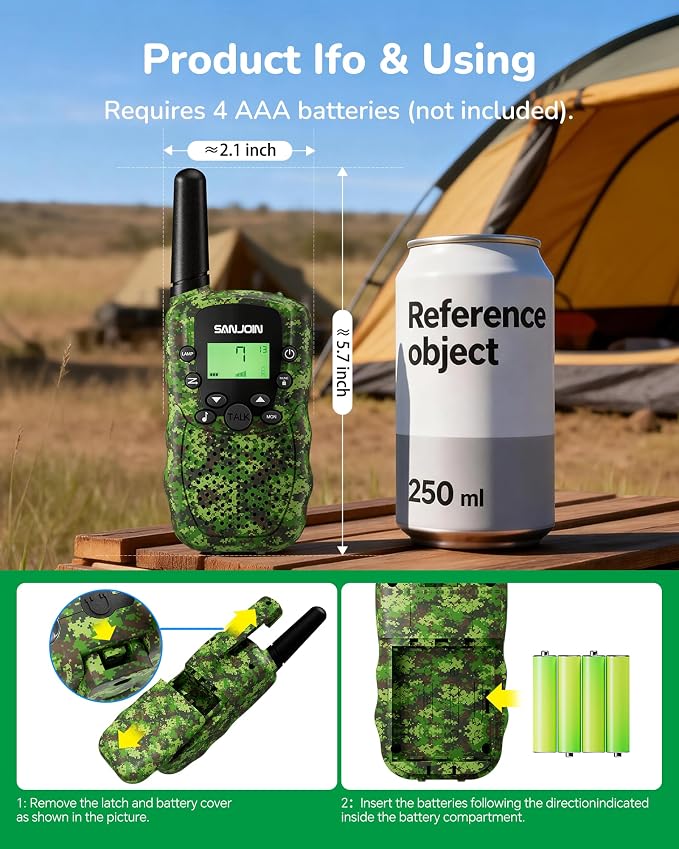 Walkie Talkies for Kids Games Outdoor Toys for 3-12 Year Old Boys Girls, 3 Miles Range Walkie Talkie as Camping Essentials, 4 Year Old Girl Birthday Gifts for 3 4 5 6 7 8 9 Year Old Boy Girl Gift