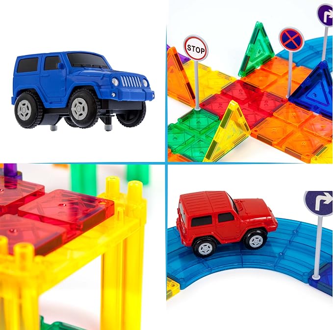 PicassoTiles 108PC Marble Run + 30PC Magnetic Race Car Track Fun & Creative Playset: STEAM Learning, Enhance Construction Skills, Hand-Eye Coordination and Fine Motor Skills, Gift for Boys and Girls