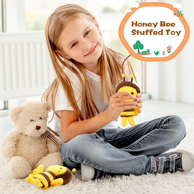 40 Pack Mini Bee Stuffed Animal Toys 5 Inch Cute Soft Plush Honeybee Keychain Lifelike Small Plush Bee for Baby Shower Holiday Birthday Animal Theme Party Favors