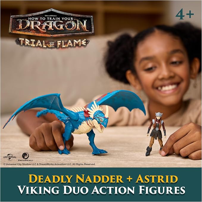 DreamWorks Dragons, How to Train Your Dragon, Deadly Nadder & Astrid, Viking Duo Action Figures, Kids Toys for Boys Ages 4 and up