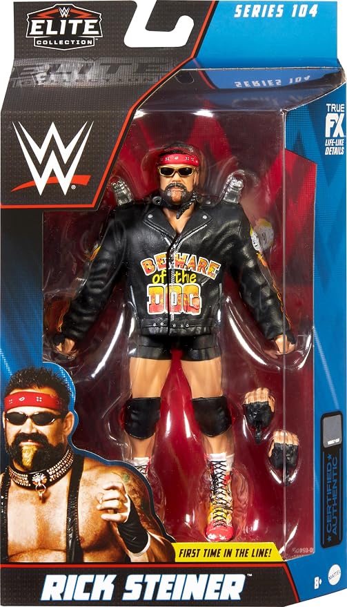 Mattel WWE Elite Collection Action Figure & Accessories, Series #104 Rick Steiner 6-inch Collectible with 25 Articulation Points & Swappable Hands