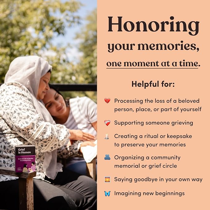 Grief is Human | Family & Friends Conversation Cards for Grieving | 70 Cards to Help You Process The Journey of Loss | Therapy for Adults