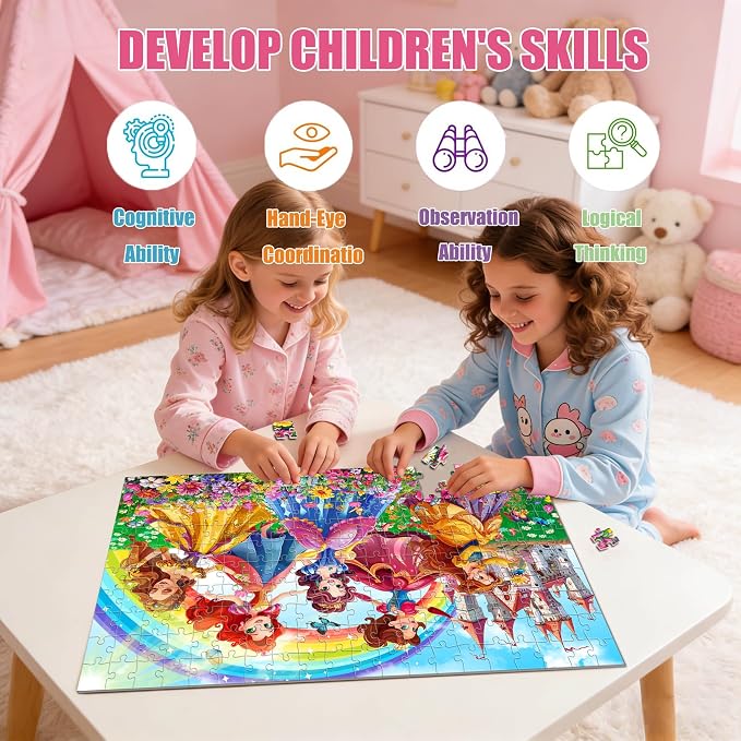 Puzzles for Kids Ages 6-8 8-10 Year Old - Princess Castle Series, 200 Pieces Jigsaw Puzzles for Kids, Learning Educational Toys for Boys and Girls Ages 10-12 Year Old