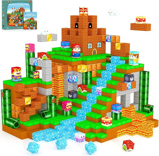 ORZbb Magnetic Blocks Building Games Kids Toys for 3 4 5 6 7 8 9 10 11 12 13 Year Old Boys Girls, Magnetic Cubes Montessori Sensory Toys for Ages 3+ Travel Party Christmas Birthday Gifts