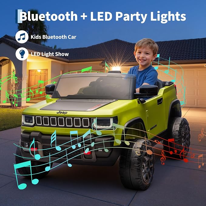 Garvee 24v Licensed Kids Ride on Car, 2 Seater Electric Truck for Big Kids with Parent Remote Control, 3 Speeds, Bluetooth Music, LED Lights for Ages 3-8
