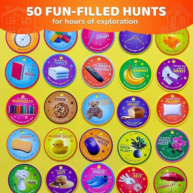 QUOKKA Scavenger Hunt Game for Toddlers 3-5 – 50 Toddler Activities Indoor Cards Game Set - Fun Educational Play for Preschool Boys and Girls and Early Development