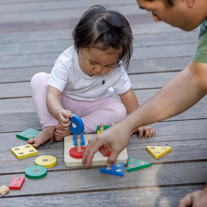 PlanToys® Wooden Shape Sorter Toy for Toddlers | Montessori Educational Learning Toy for Color & Shape Recognition | Eco-Friendly Fine Motor Skills Toy for Preschool Math & STEM Development