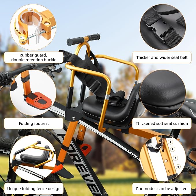 Rear Child Bike Seat, Width Adjustable Toddler & Baby Bike Seat for Adult Bike, Bike Chair for Bicycle, Kids Seat Fits Children 2~6 Years, Supports Up to 55 lbs