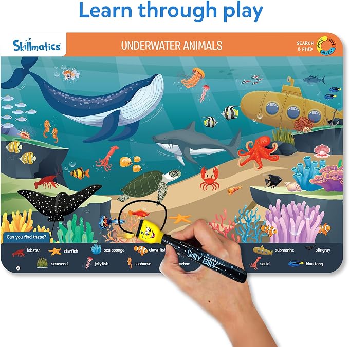 Skillmatics Search and Find Animals Educational Game - Reusable Preschool Learning Activities, Perfect for Toddlers & Kids Who Love Toys, Art & Crafts, Builds Vocabulary, Gifts for Ages 3, 4, 5, 6