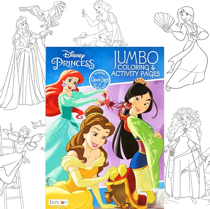 Bendon Disney Princess Coloring Activity Book and Sticker Set for Kids