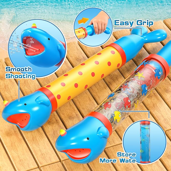4 Pack Animal Shape Water Gun Blasters for Kids Ages 3-5 4-8, Water Shooter Waterproof Squirt Soakers, Pool Beach Summer Party Toys, Outdoor Water Play Games for Boys Girls Ages 3 4 5 6 7 8 9