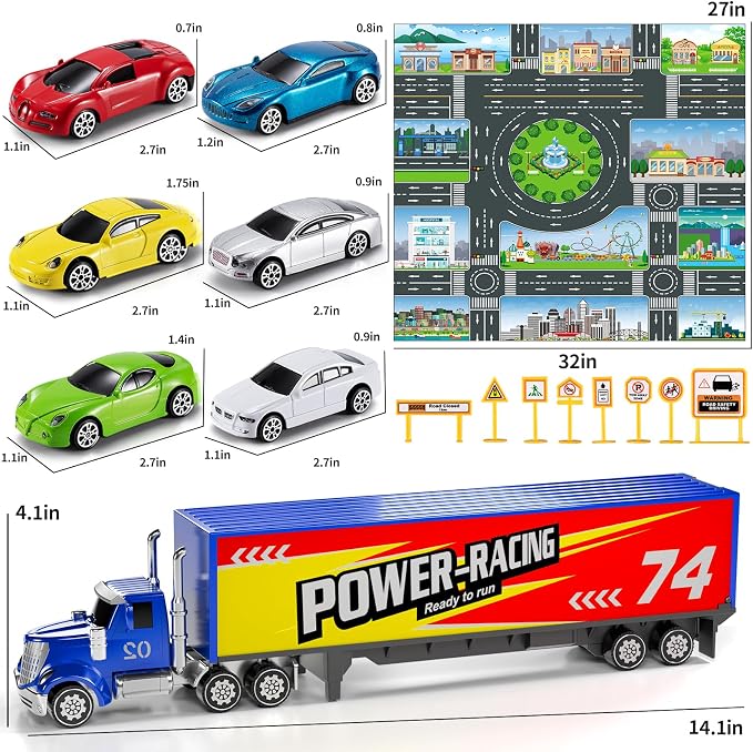 NIPLOOOW Die Cast Metal Racing Car Toy With Play Mat for 3-6 Year Old Boys and Girls - Christmas Birthday Gift
