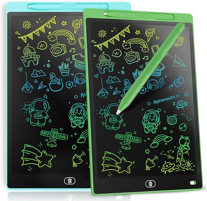 [2 Pack] Genialba LCD Writing Tablet 10-Inch Colorful Doodle Board, Toddler Learning Educational Toys Gifts for 3-8 Years Old Girls and Boys, Electronic Drawing Pad for Kids (Blue&Green)